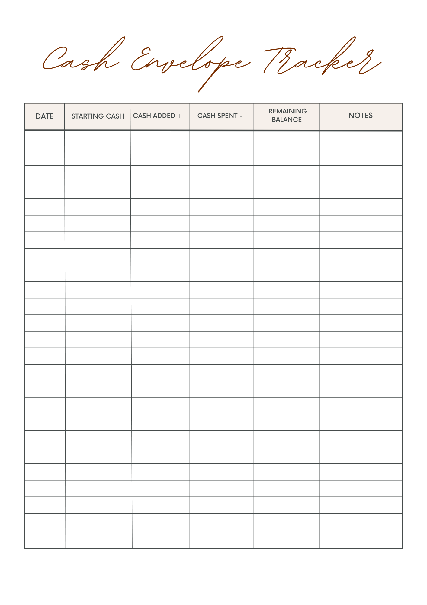 Minimalist Cash Stuffing Binder Envelopes - 4 Page Digital Set