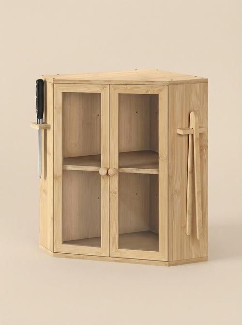 Bamboo Bread Box with Clear Doors – 2-Tier Kitchen Countertop Organizer