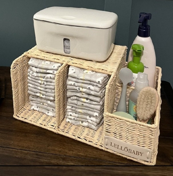X Hampton BABY - Deluxe Rattan Diaper Caddy