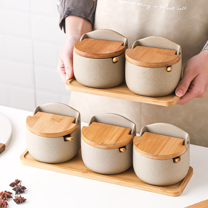 Bamboo Ceramic Spice Set