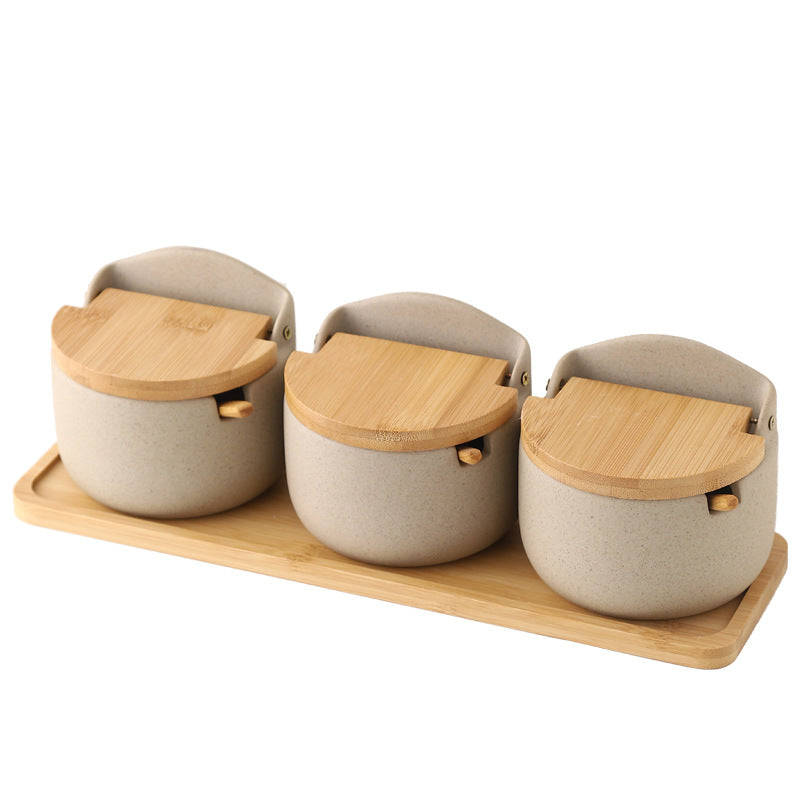 Bamboo Ceramic Spice Set