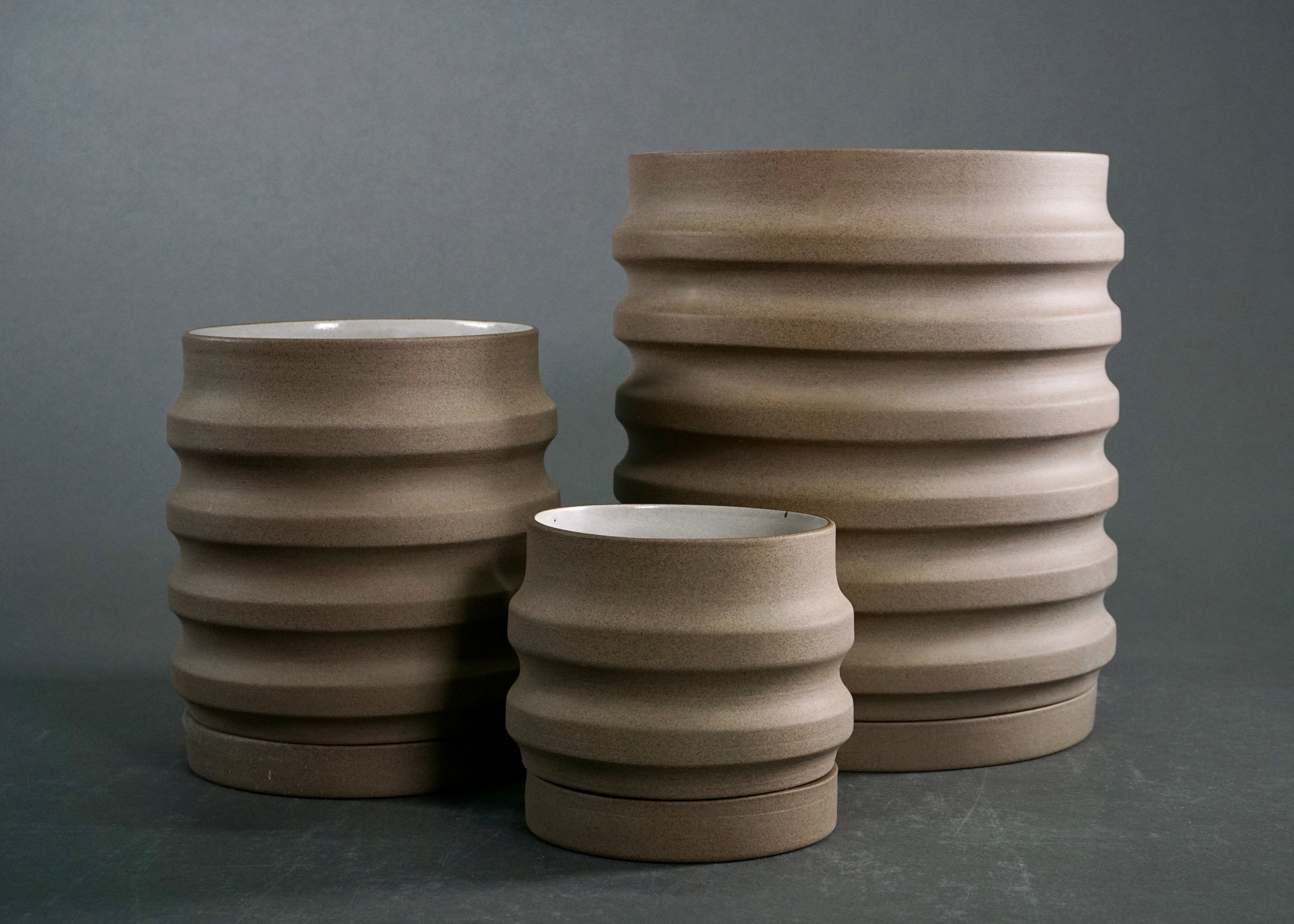 Primera Deep-Ridged Ceramic Planters