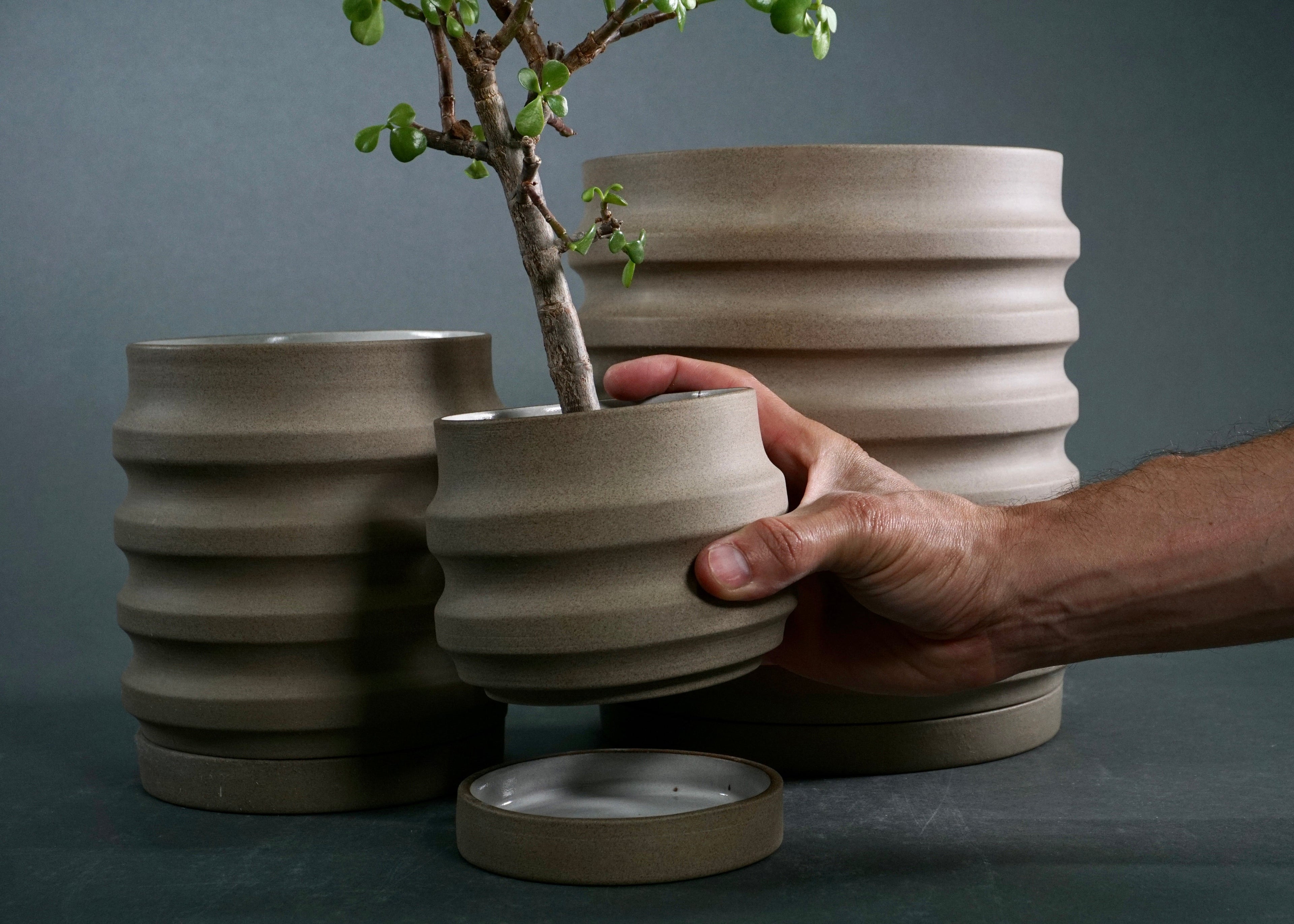 Primera Deep-Ridged Ceramic Planters
