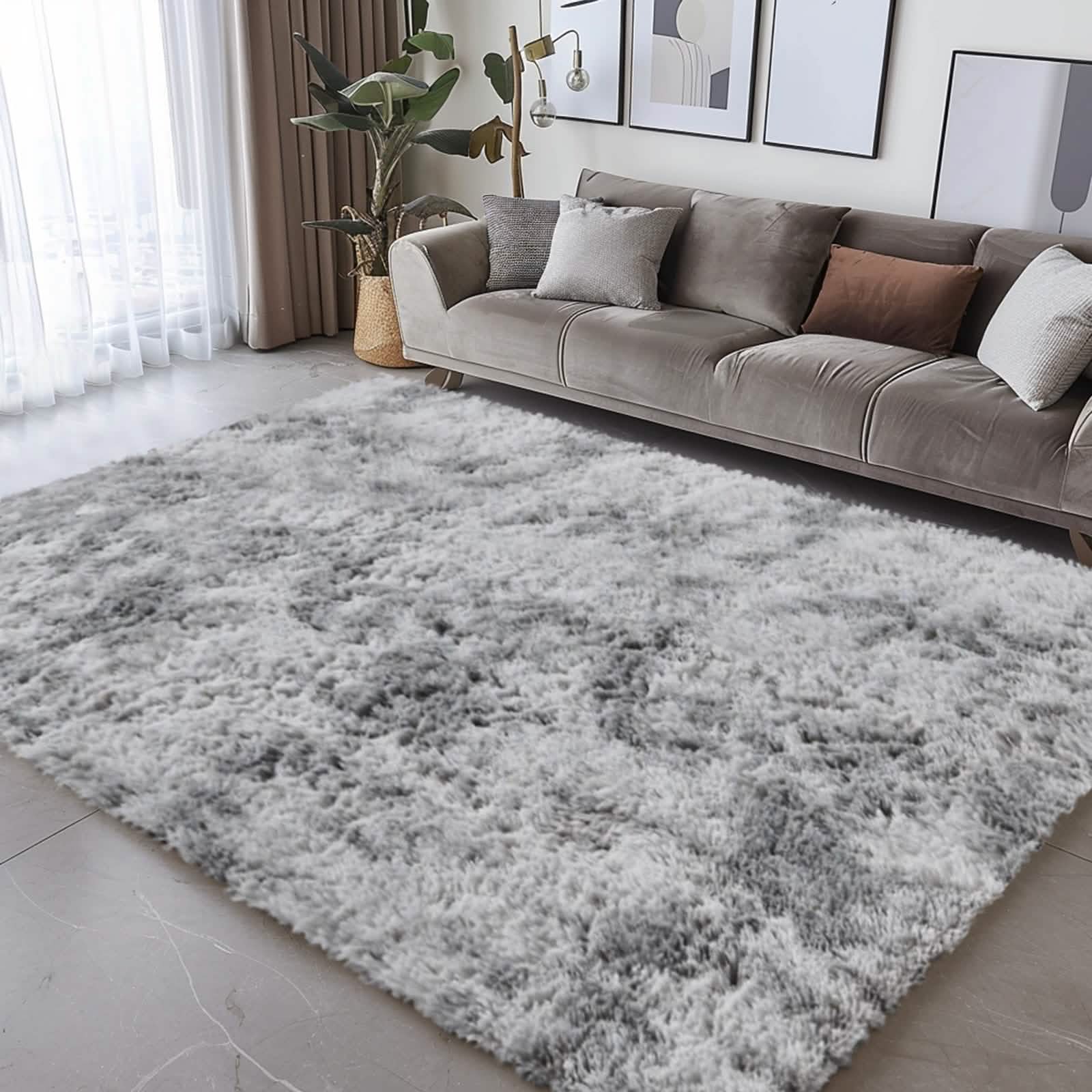 Cozy Gray Plush Area Rug