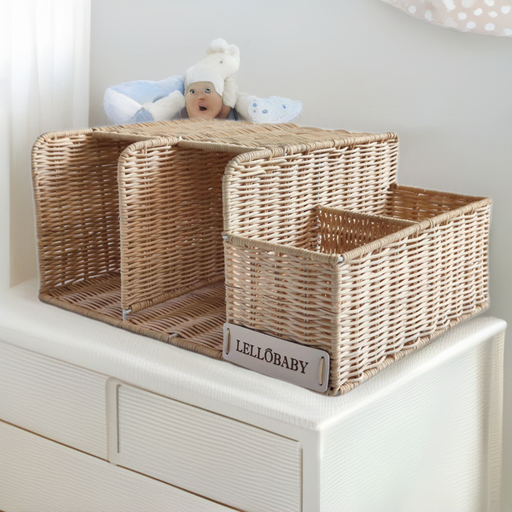X Hampton BABY - Deluxe Rattan Diaper Caddy