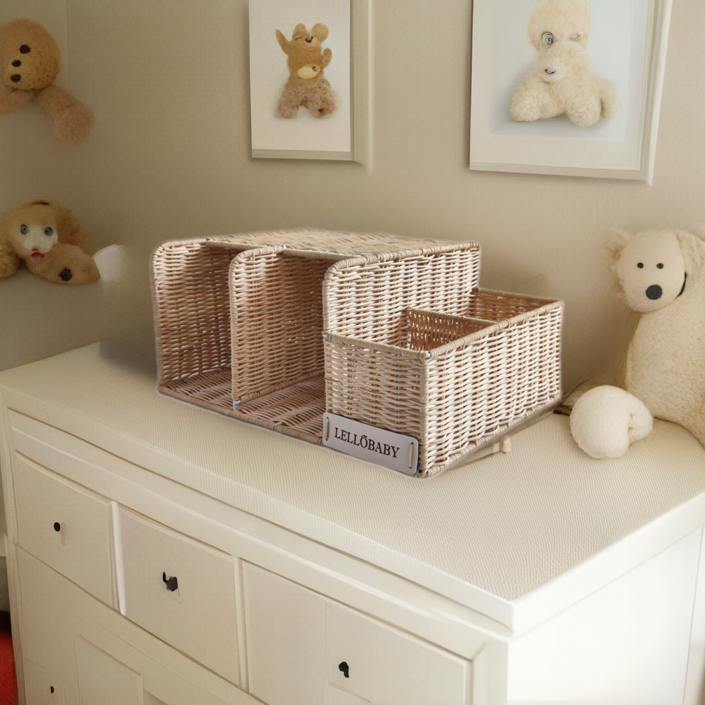 X Hampton BABY - Deluxe Rattan Diaper Caddy